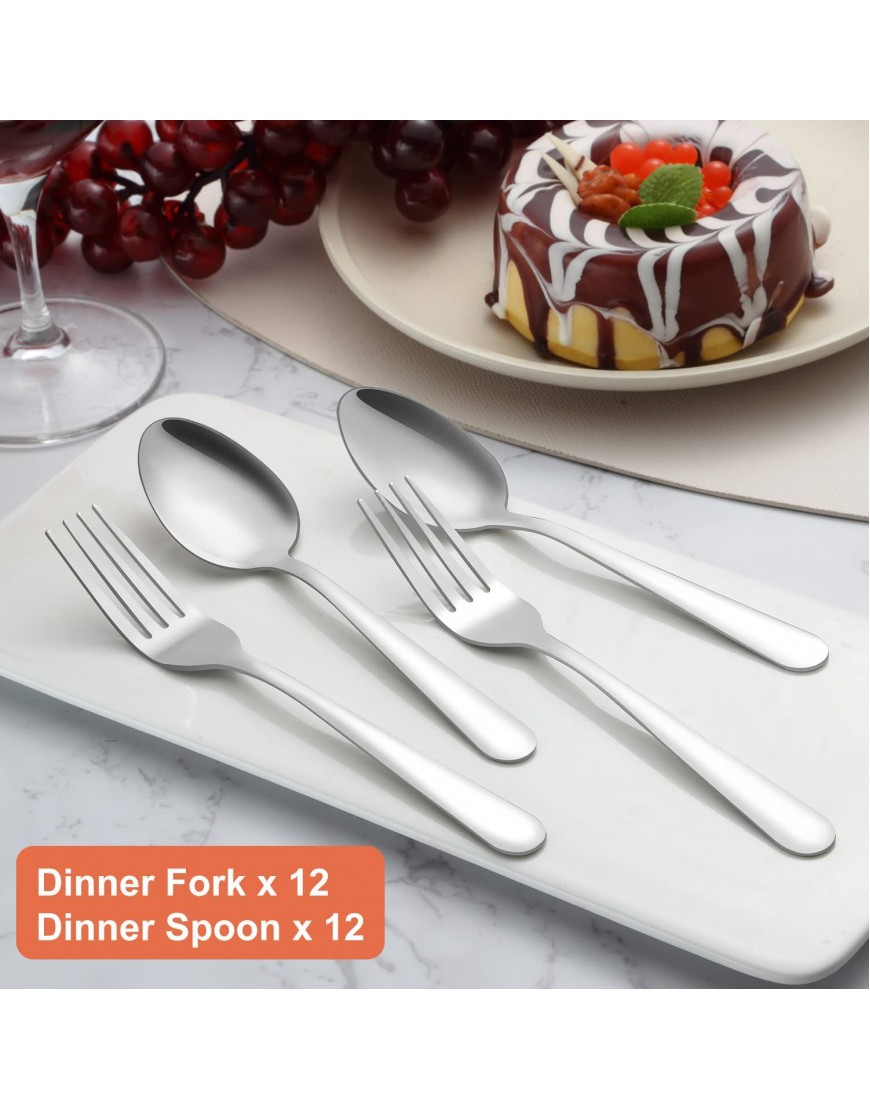 24-piece Forks and Spoons Silverware Set Unokit Food Grade Stainless Steel Flatware Cutlery Set for Home Kitchen and Restaurant 12 Dinner Forks and 12 Dinner Spoons Mirror Polished&Dishwasher Safe