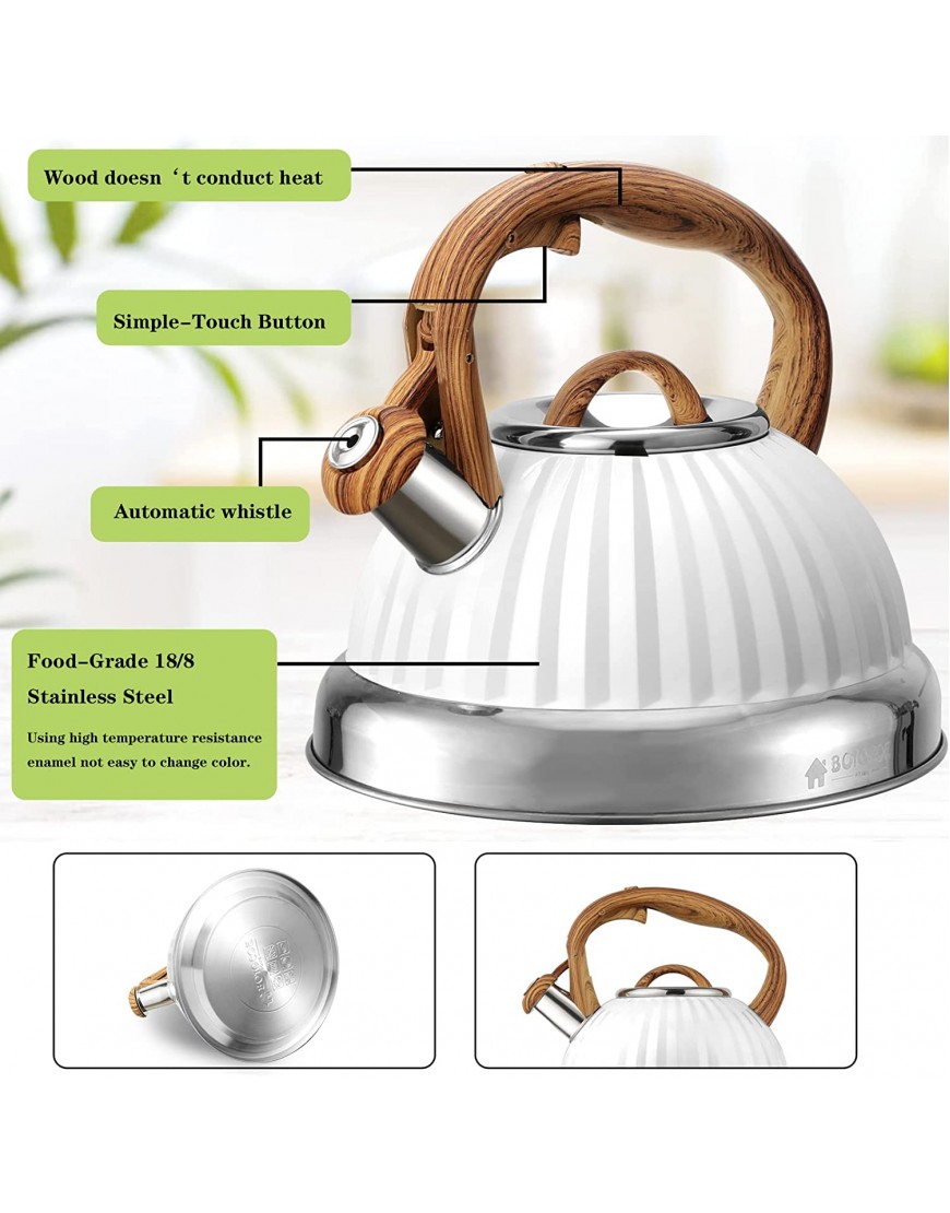 3.17 Quart Whistling Tea Kettle Tea Pot for Stove Top丨Food Grade SUS304 Stainless Steel Kettle Stovetop Teapot
