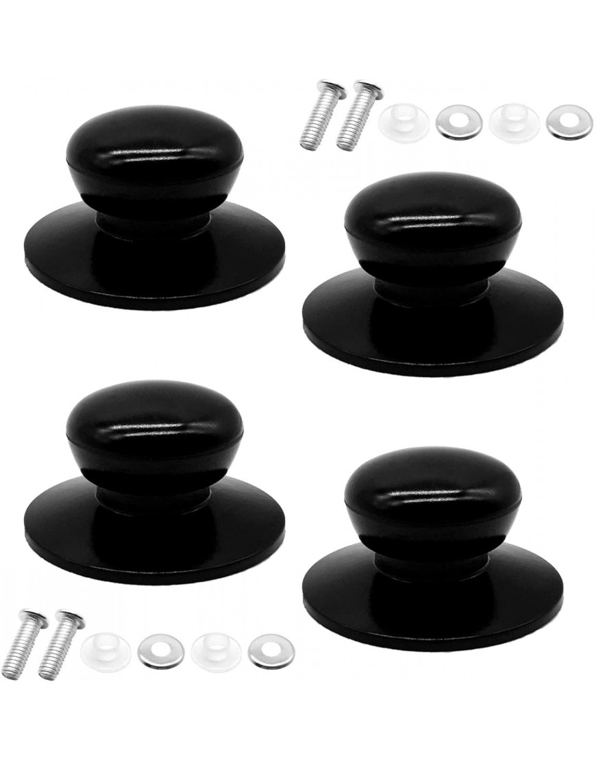 4 Pack Pot Lid Knobs with Knobs Replacement Set Universal Kitchen Cookware Lid Replacement Knobs Casserole Kettle Cover Glass Saucepan Pot Lid Cover Knob Handle Holding Black