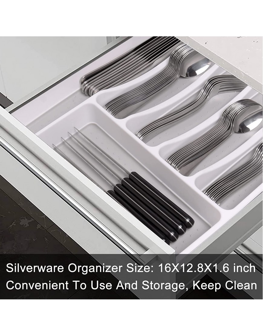 49-Piece Silverware Set with Flatware Drawer Organizer Durable Stainless Steel Cutlery Set for 8 Mirror Polished Kitchen Utensils Tableware Service with Steak Knives Dinner Fork Knife Spoon & Tray