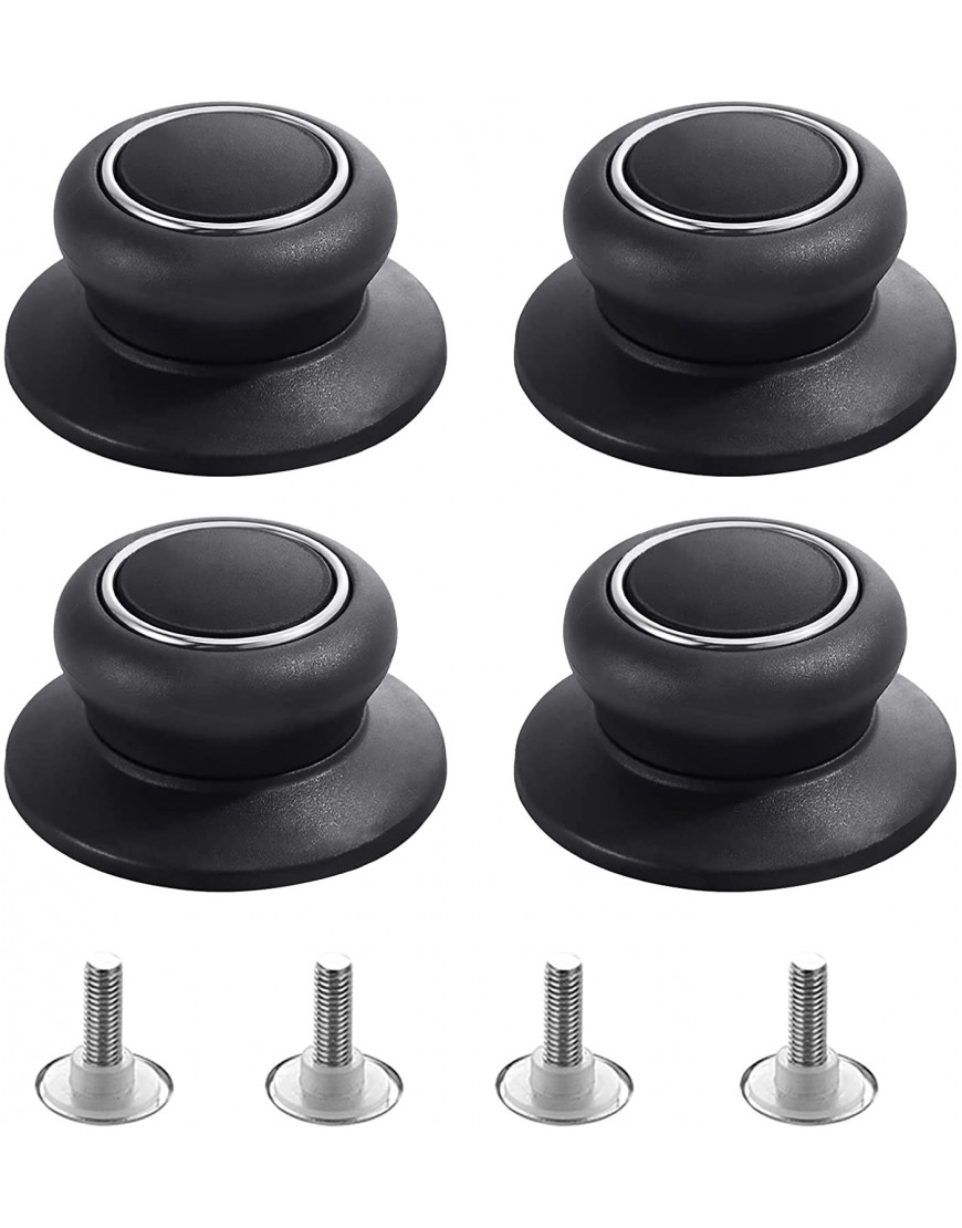 4Pcs Universal Pot Lid Top Replacement Knob,Heat Resistant and Prevent static electricity,Easy installation Kitchen Cookware Replacement Pan Lid Holding Handles. Black