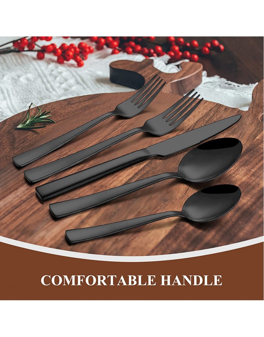 60 Pieces Black Silverware Set Yoehka Premium Stainless Steel Flatware Set for 12 Mirror Polished Tableware Cutlery Set for Home and Restaurant Include Knife Spoon and Fork Dishwasher Safe