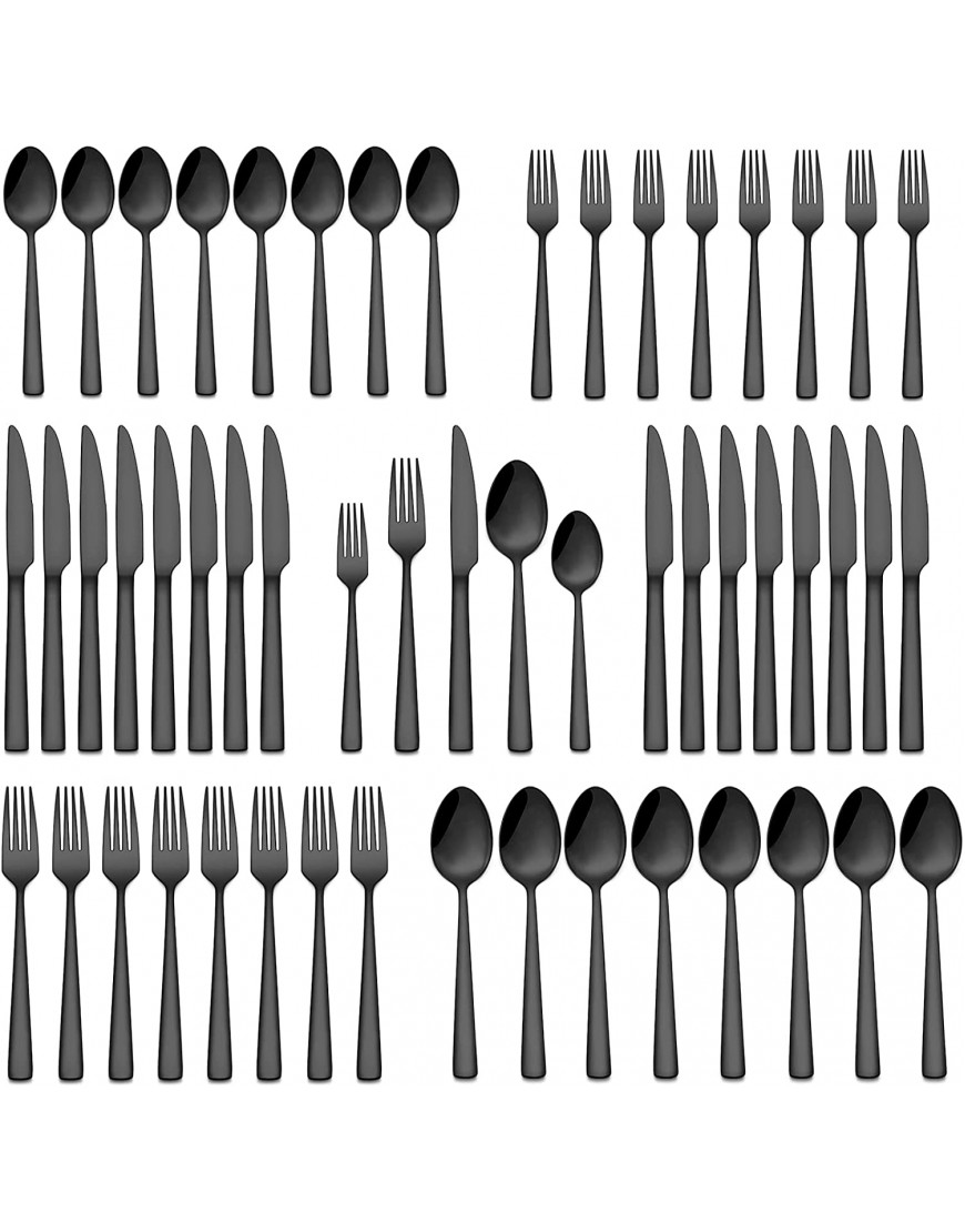 60 Pieces Black Silverware Set Yoehka Premium Stainless Steel Flatware Set for 12 Mirror Polished Tableware Cutlery Set for Home and Restaurant Include Knife Spoon and Fork Dishwasher Safe