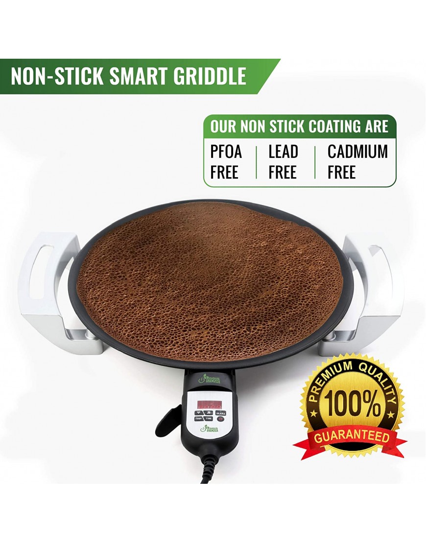 Addis Griddle Mitad Mogogo –16 inch Digital Electric Griddle for Injera Lefse Pancake – Even Heat Distribution