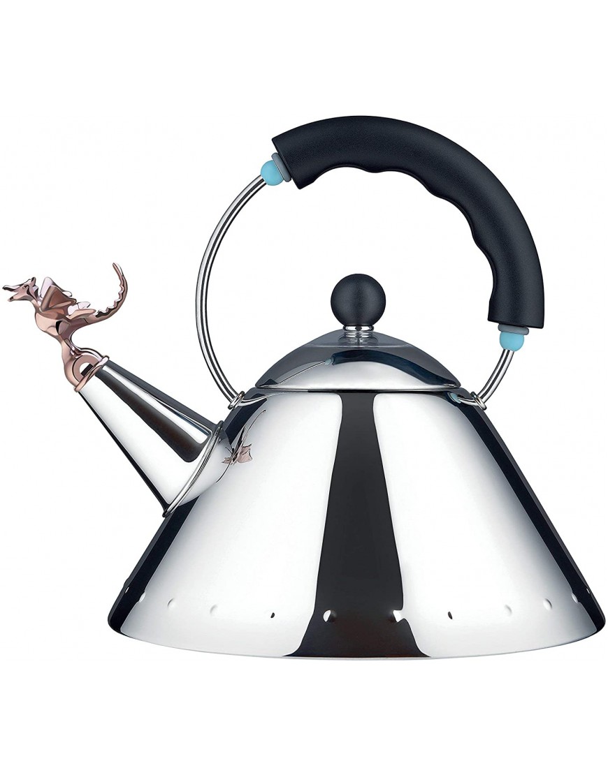 Alessi | Tea Rex Design Kettle with Handle and Dragon-Shaped Whistle Stainless Steel Black