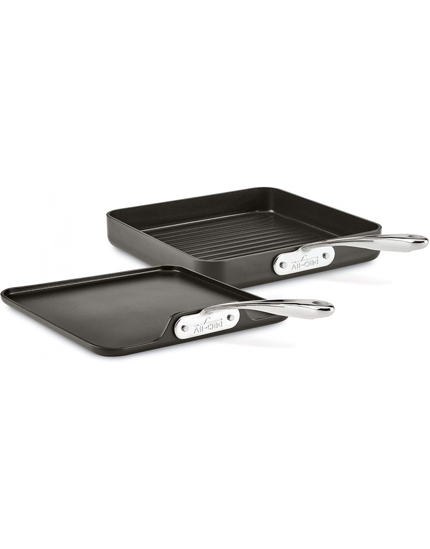 All-Clad Essentials Nonstick Hard Anodized Grill & Griddle Set 11 inch Black