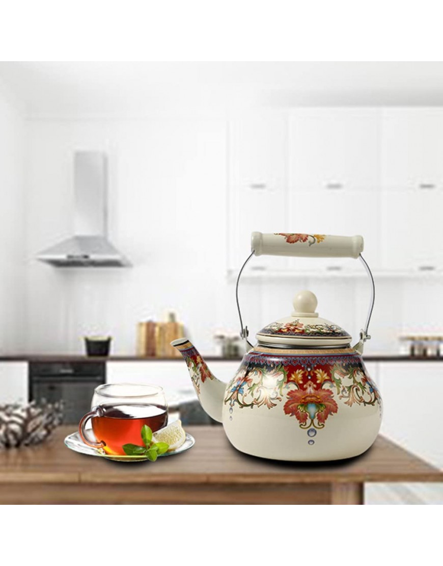 Angoily 2.5L Enamel Tea Kettle with Handle Vintage Tea Kettle Enamel Teapot for Stovetop Floral Tea Kettle Stovetop