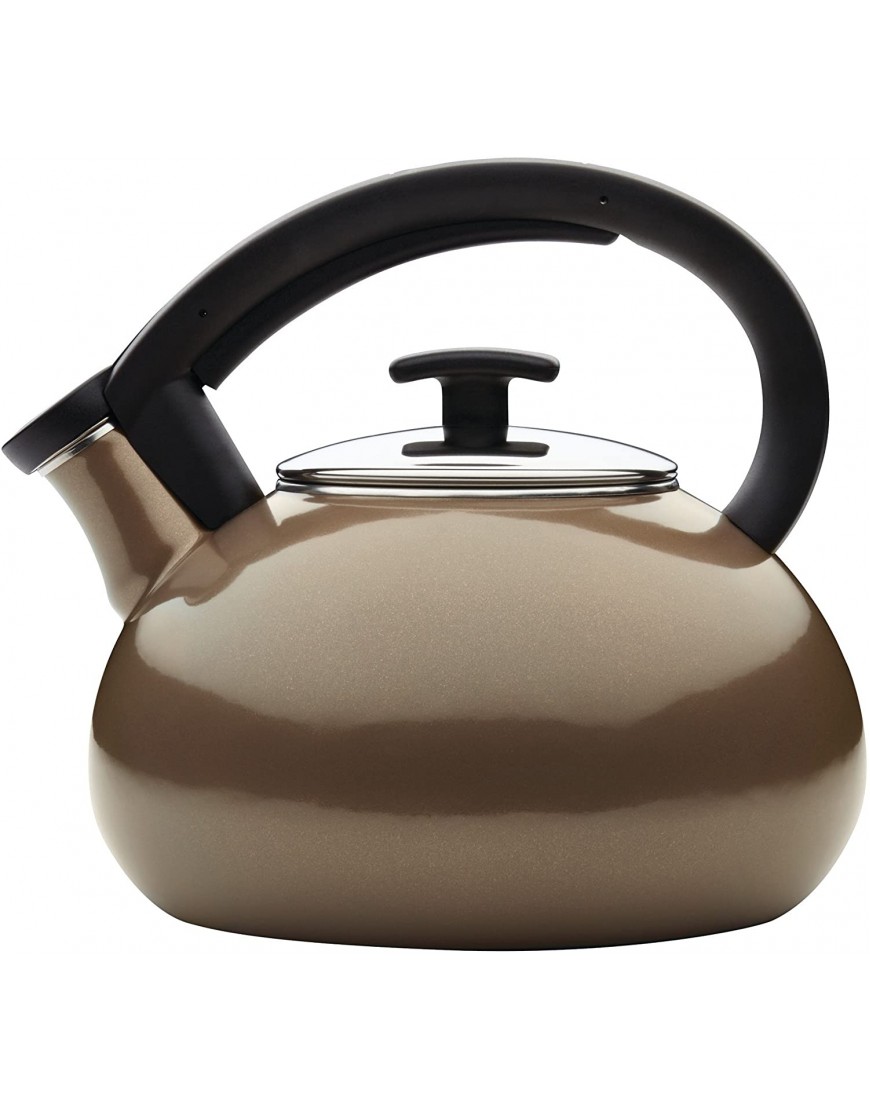 Anolon Enamel on Steel Whistling Kettle Stovetop Teakettle Tea Pot 2 Quart Umber