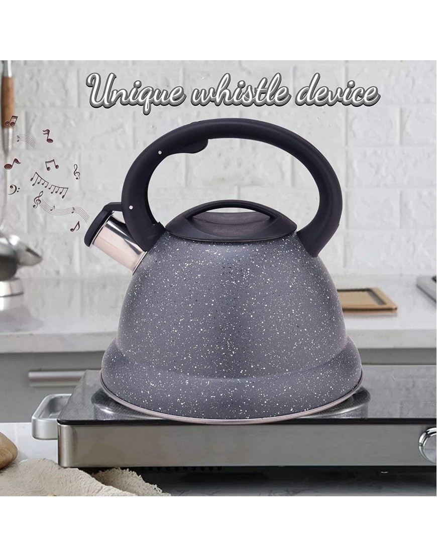 ARC Tea Durable Grey Stove Top Tea kettle Food Grade Stove Tea Pot with Heat Resistance Handle Anti-Rust and Loud Whistling Stainless Steel Tea kettle for Stovetop 3.2L