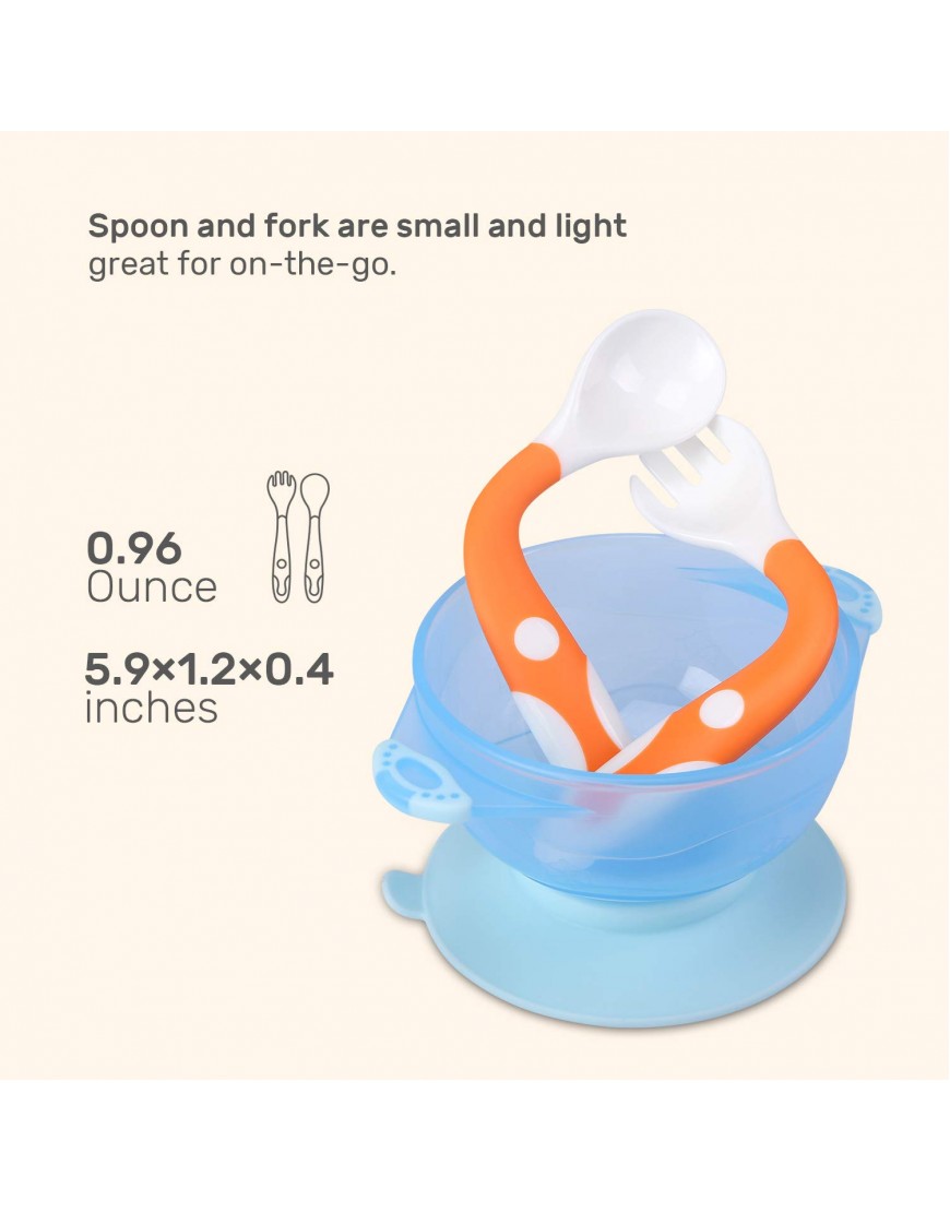 Baby Utensils Spoons Forks 3 Sets Cute Stone Toddlers Feeding Training Spoon and Fork Tableware Set Easy Grip Heat-Resistant Bendable BPA Free Great Self-Feeding Learning Spoons Forks for Kids