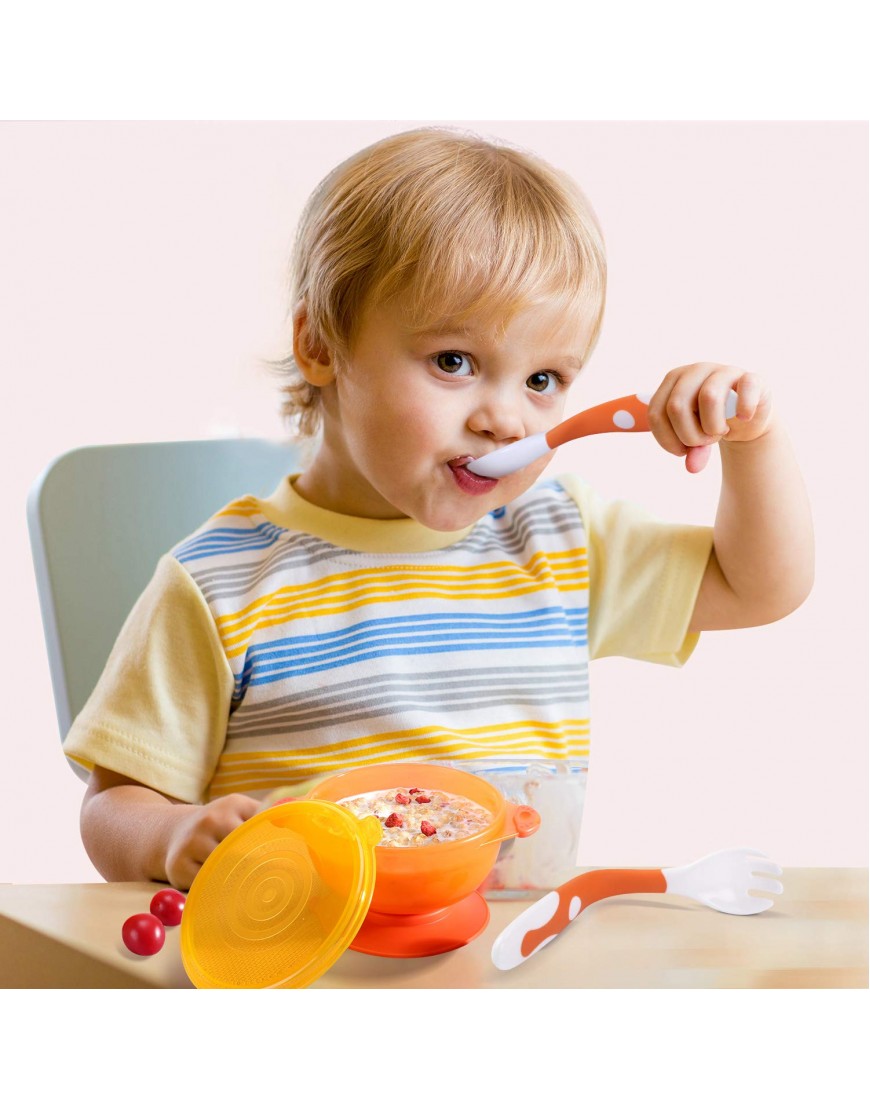 Baby Utensils Spoons Forks 3 Sets Cute Stone Toddlers Feeding Training Spoon and Fork Tableware Set Easy Grip Heat-Resistant Bendable BPA Free Great Self-Feeding Learning Spoons Forks for Kids