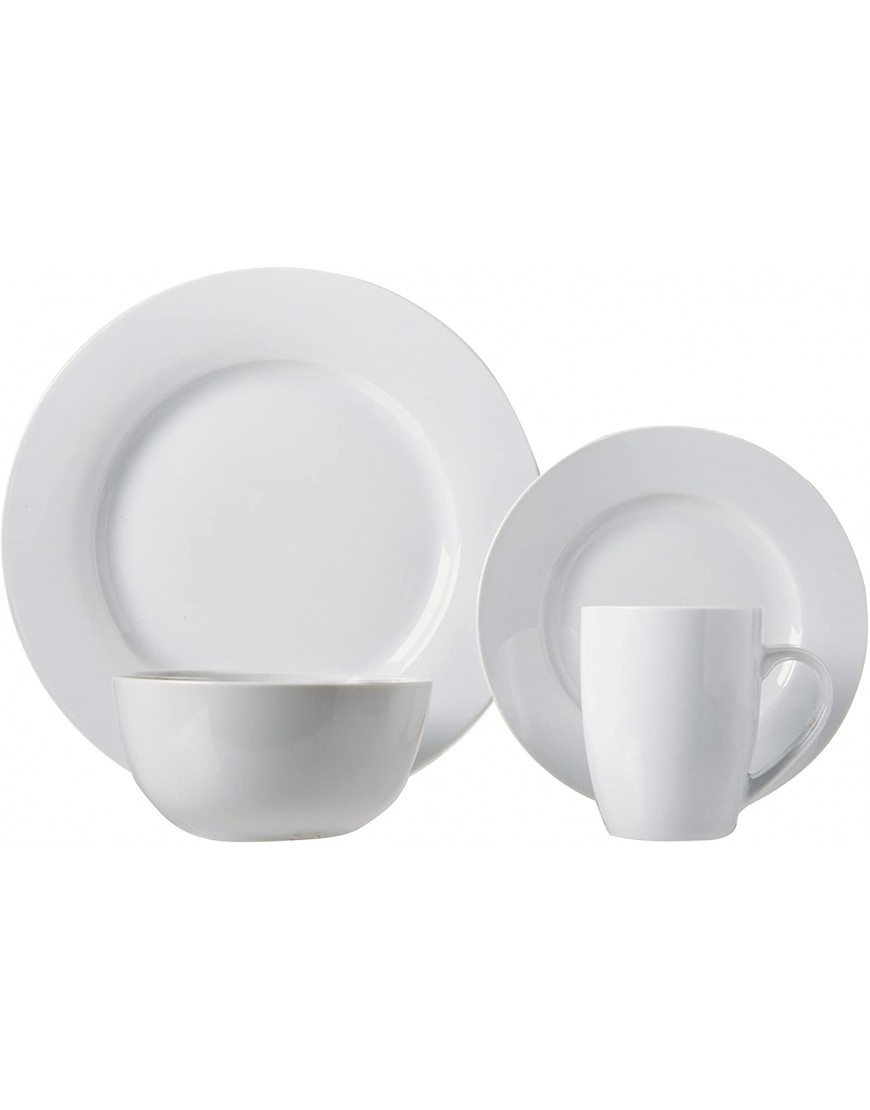 Basics Non-Stick Cookware Set Pots Pans and Utensils 15-Piece Set & 16-Piece Kitchen Dinnerware Set Plates Bowls Mugs Service for 4 White
