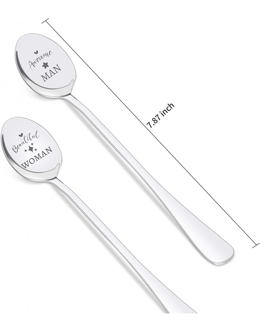 Beautiful Woman Handsome Man Spoon Gifts for Women Men Gifts Ice Cream Spoon 2 Pcs Personalized Coffee Spoon Stainless Steel Couples Gifts Anniversary Wedding Birthday Gifts for Women Men