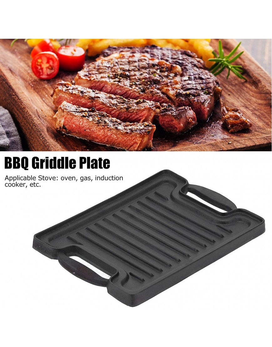 Cast Iron Griddle Pan and Gas Hot Plates Set Steak Pan Grills Cookware BBQ griddle Plate Tray Pre-Seasoned Griddle Plate Compatible with Most of the Grills,14.2x9.8inch