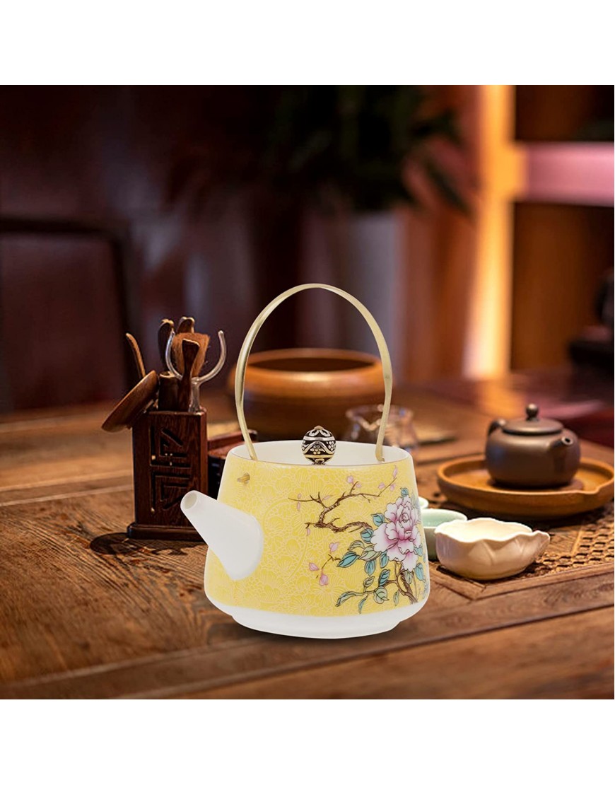 Ceramic Teapot Enamel Kettle Stovetop: Yellow Tea Kettle Gas Boiling Water Kettle Kitchen Decorative Teapot Vintage Water Teapot
