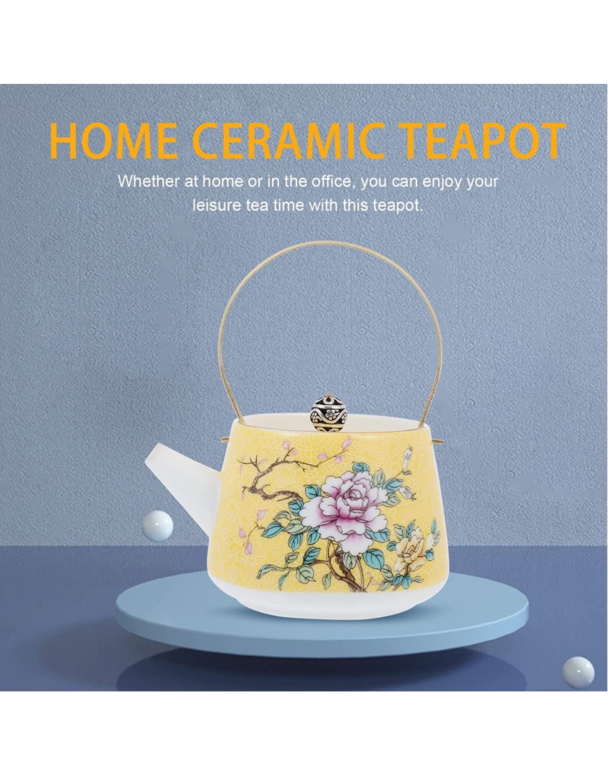 Ceramic Teapot Enamel Kettle Stovetop: Yellow Tea Kettle Gas Boiling Water Kettle Kitchen Decorative Teapot Vintage Water Teapot