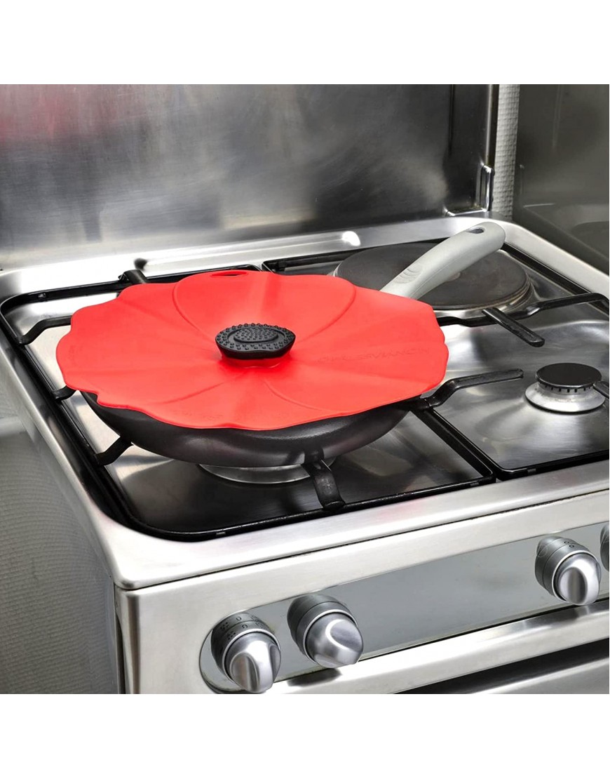 Charles Viancin Poppy Silicone Lid for Food Storage and Cooking 13'' 33cm Airtight Seal on Any Smooth Rim Surface BPA-Free Oven Microwave Freezer Stovetop and Dishwasher Safe