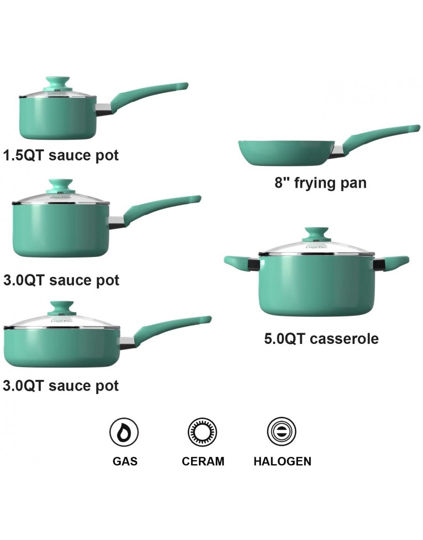 Cook Code 12 Piece Non-Stick Ceramic Kitchen Cookware Set Ceramic Pots and Pan Set Pan Set Pot Set Stockpot Sauce Pan Skillet Dishwasher Suitable,Blue