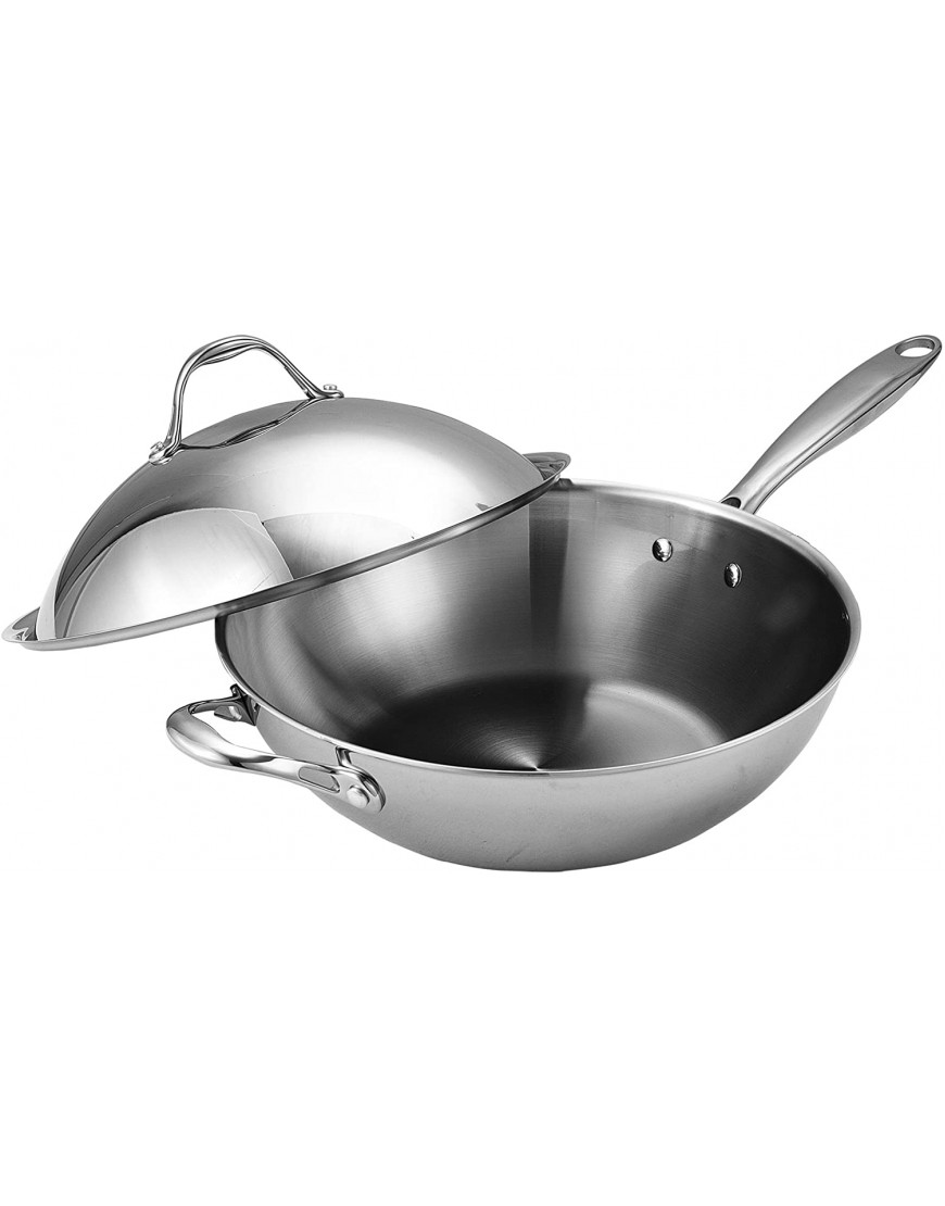 Cooks Standard Stainless Steel Multi-Ply Clad Wok 13 with High Dome lid Silver