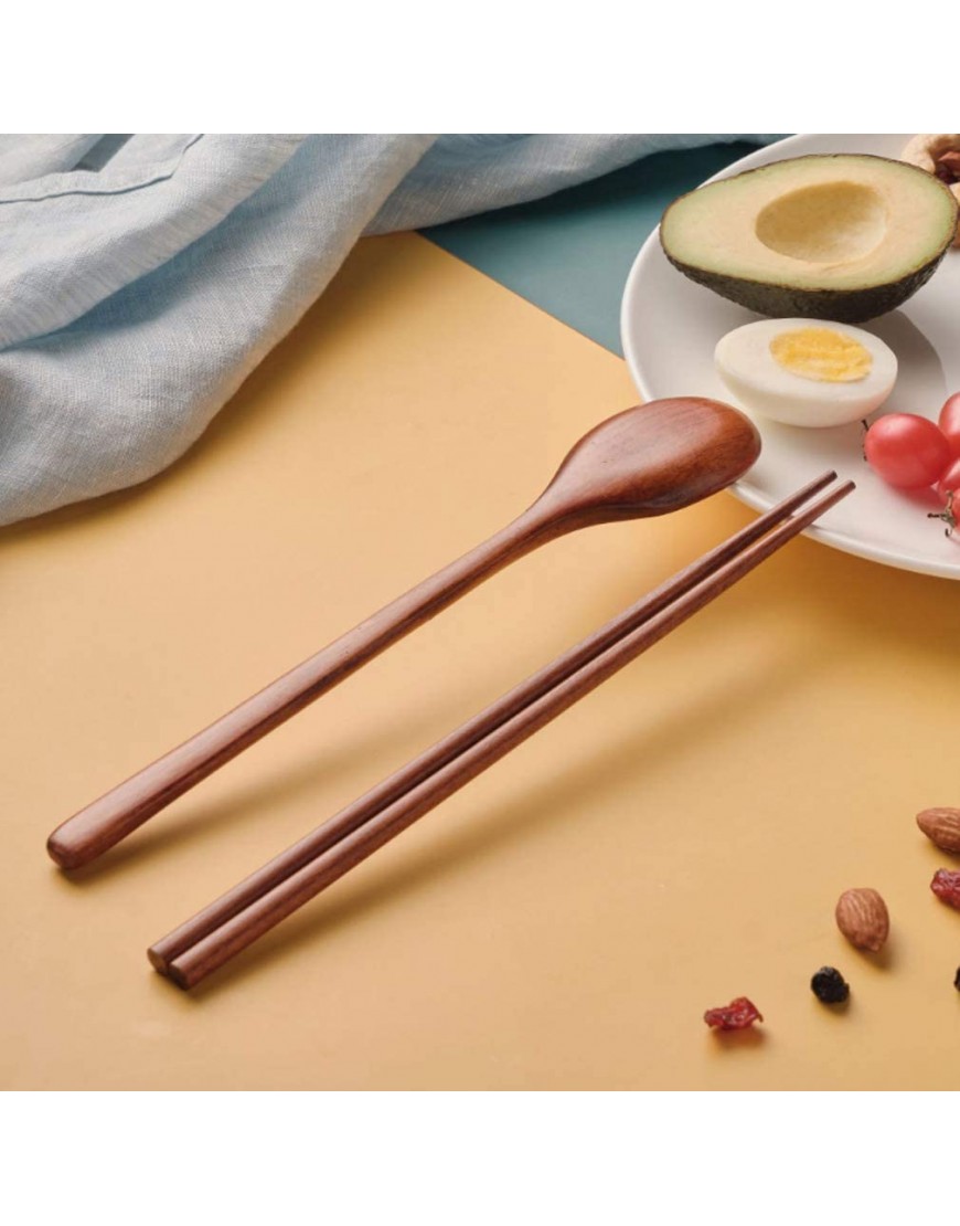 Ecloud Shop Wooden Spoon Chopsticks Sets Korean Dinnerware Combinations Chopsticks and Spoons Set for Home Kitchen or Restaurant 2 Pairs