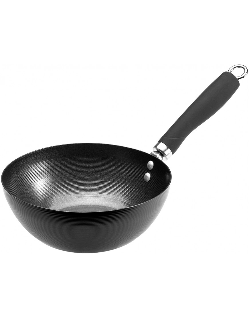 Ecolution Non-Stick Carbon Steel Wok with Soft Touch Riveted Handle 8",Black