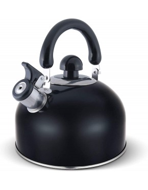 ELITRA Whistling Tea Kettle Stainless Steel Tea Pot with Stay Cool Handle 2.6 Quart 2.5 Liter BLACK