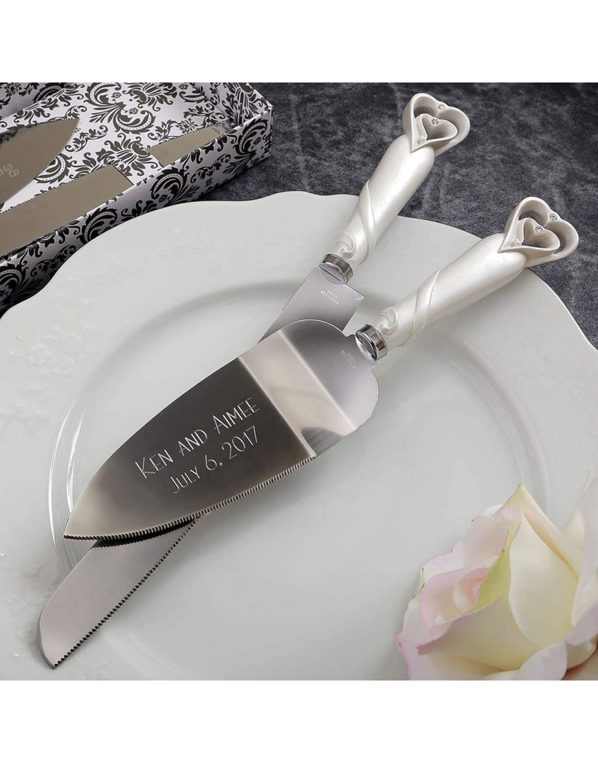 Gifts Infinity Personalized Wedding White Cake Knife and Server Set Free Engraving 2401