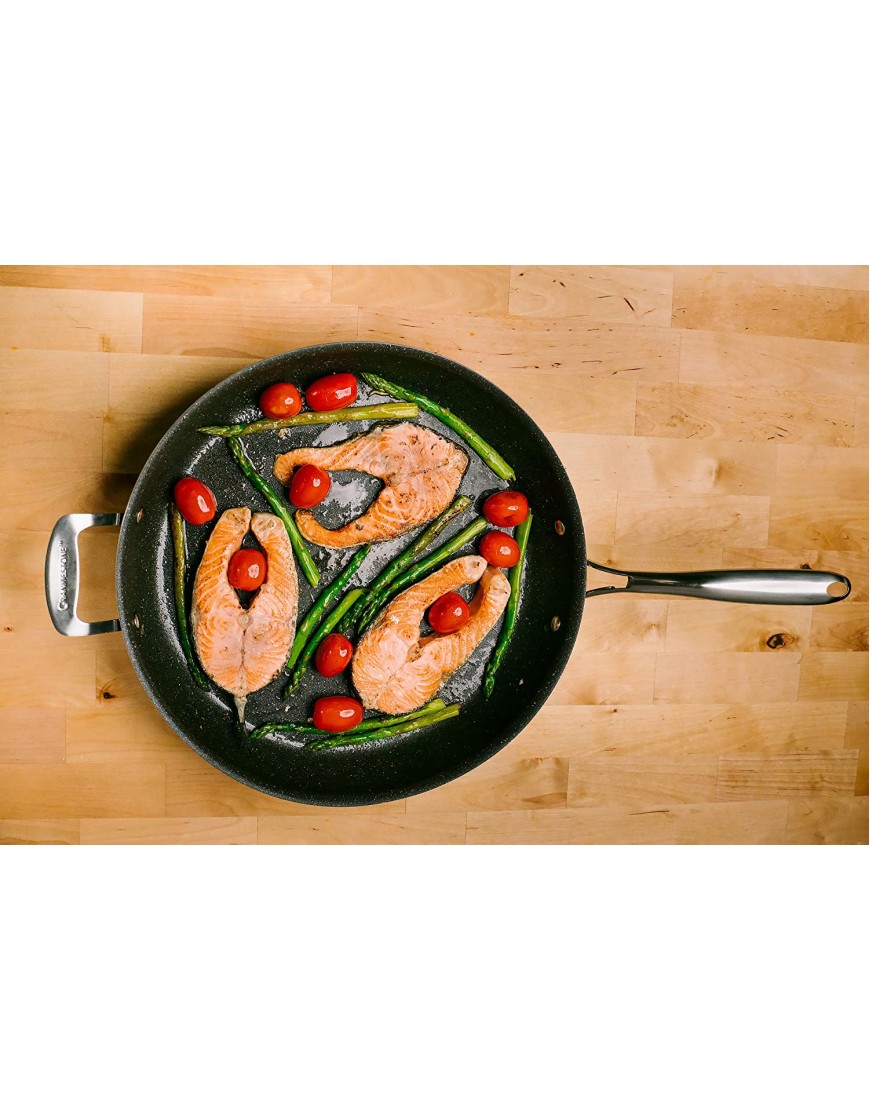 Granite Stone 14” Nonstick Frying Pan with Ultra Durable Mineral and Diamond Triple Coated Surface Family Sized Open Skillet with Stainless Steel Stay Cool & Helper Handle Oven and Dishwasher Safe