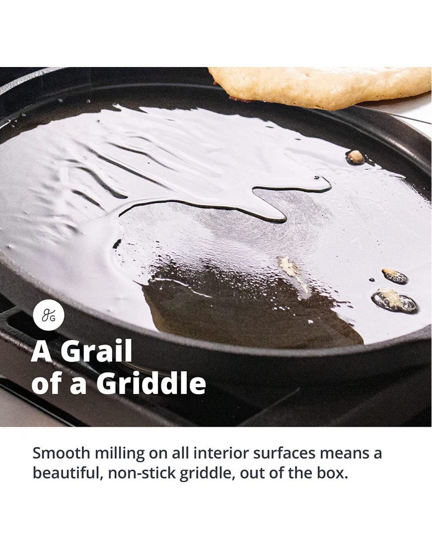 Greater Goods Cast Iron Griddle Cook Like a Pro with Smooth Milled Organically Pre-Seasoned 10-Inch Pan Surface | Like the Heirloom Cookware Grandma Used | Designed in St. Louis