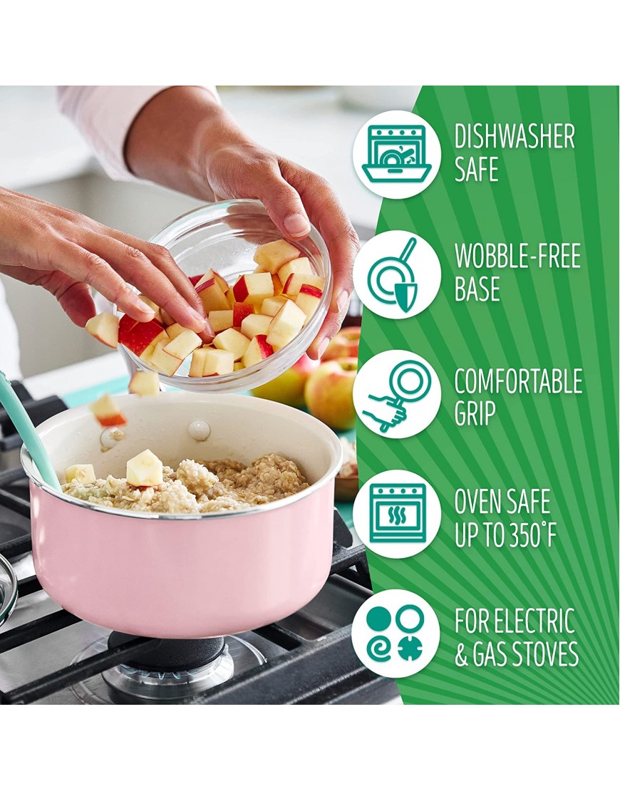 GreenLife Artisan Healthy Ceramic Nonstick 12 Piece Cookware Pots and Pans Set Stainless Steel Handle PFAS-Free Dishwasher Safe Oven Safe Soft Pink