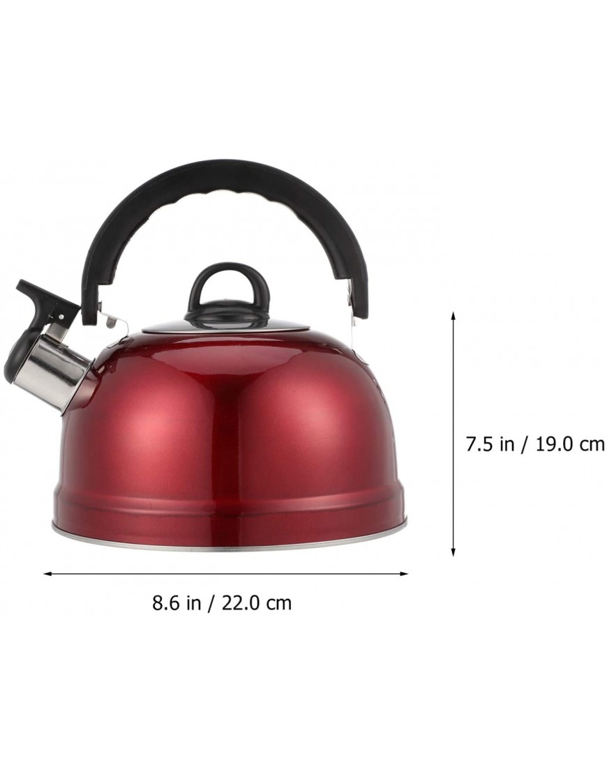 Happyyami Whistling Stovetop Tea Kettle Stainless Steel Stovetop Tea Kettle Whistling Teapot with Cool Touch Ergonomic Handle 3L Red