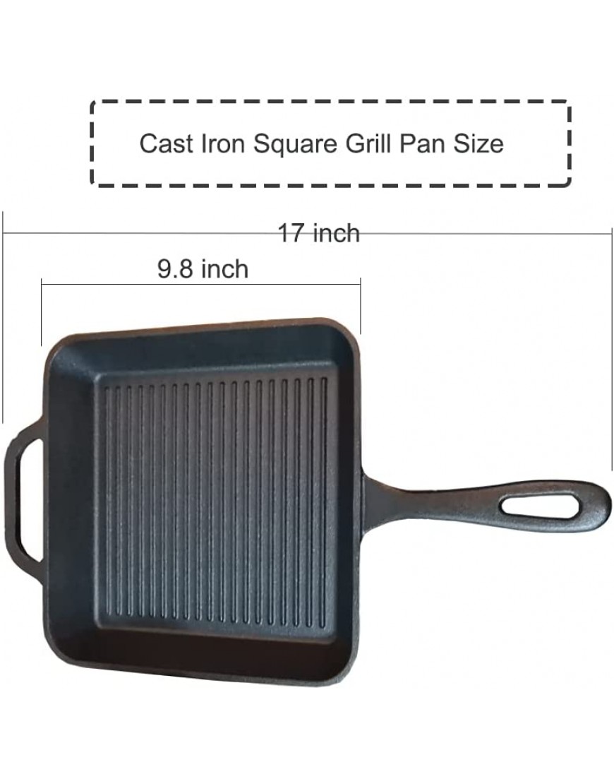 HAWOK Pre-seasoned Cast Iron Square Griddle with Assist Handle 10 inch Black…