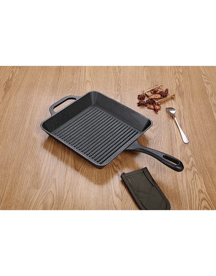 HAWOK Pre-seasoned Cast Iron Square Griddle with Assist Handle 10 inch Black…