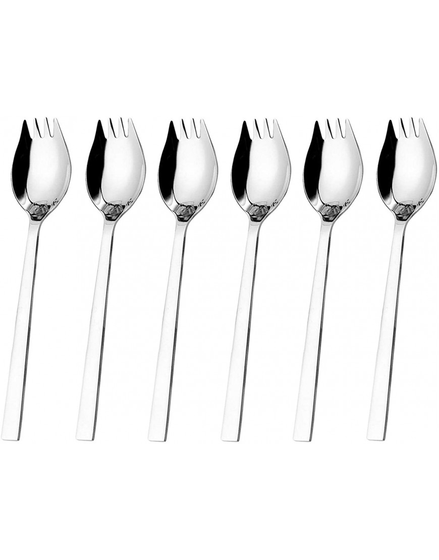Hiware Sporks 6-pack 18 10 Stainless Steel Sporks for Everyday Household Use 7.6-Inch 1.6-Ounce Ice Cream Spoon & Salad Forks Fruit Appetizer Dessert