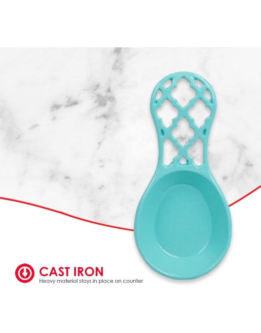 Home Basics Lattice Collection Cast Iron Spoon Rest Turquoise
