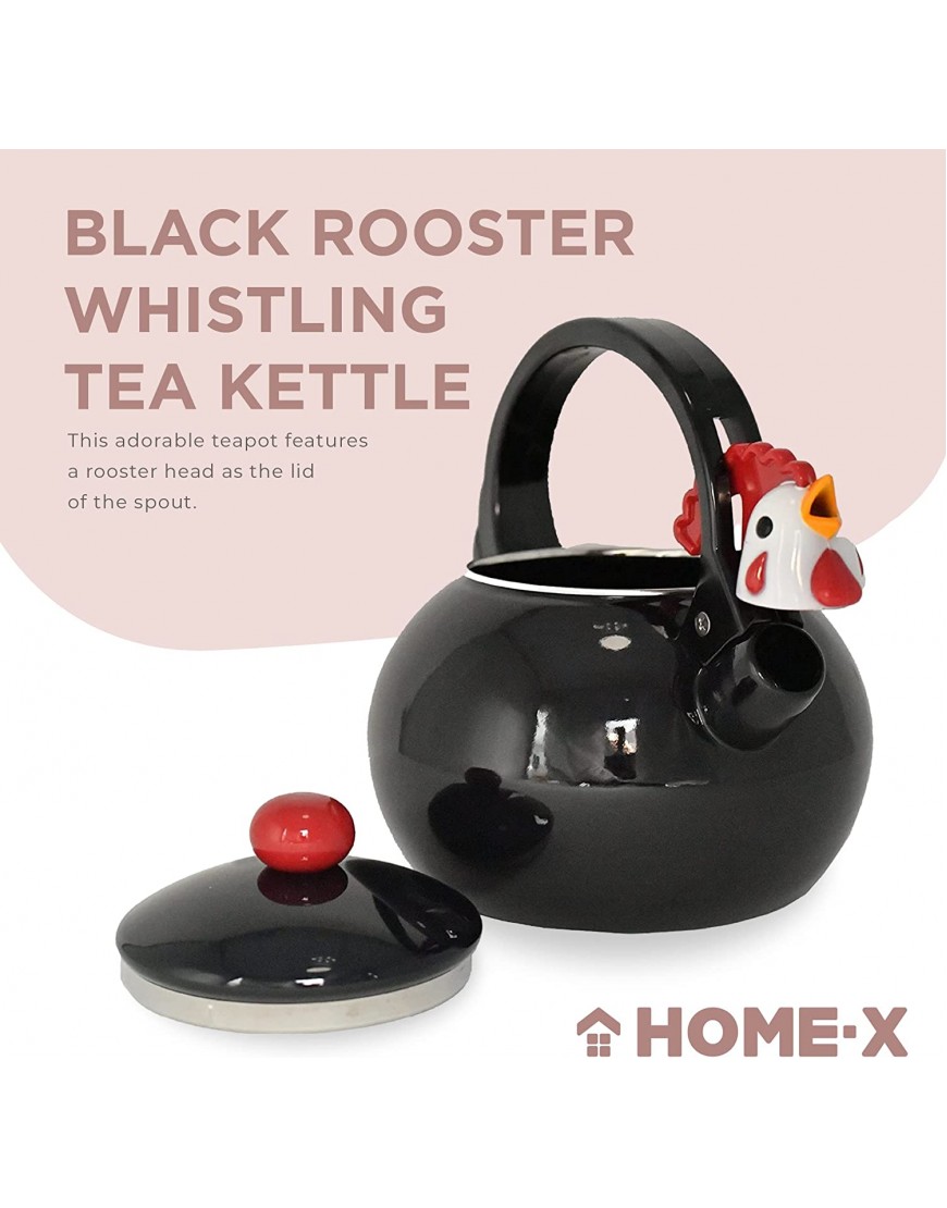 HOME-X Rooster Whistling Tea Kettle Cute Animal Teapot Kitchen Accessories and Décor