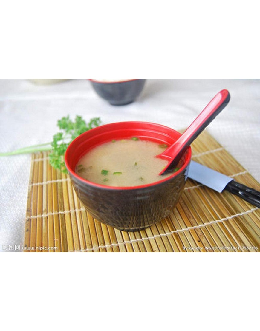 JapanBargain 2384 Set of 4 Asian Japanese Chinese Wonton Soba Rice Pho Ramen Noodle Soup Spoons Red Black