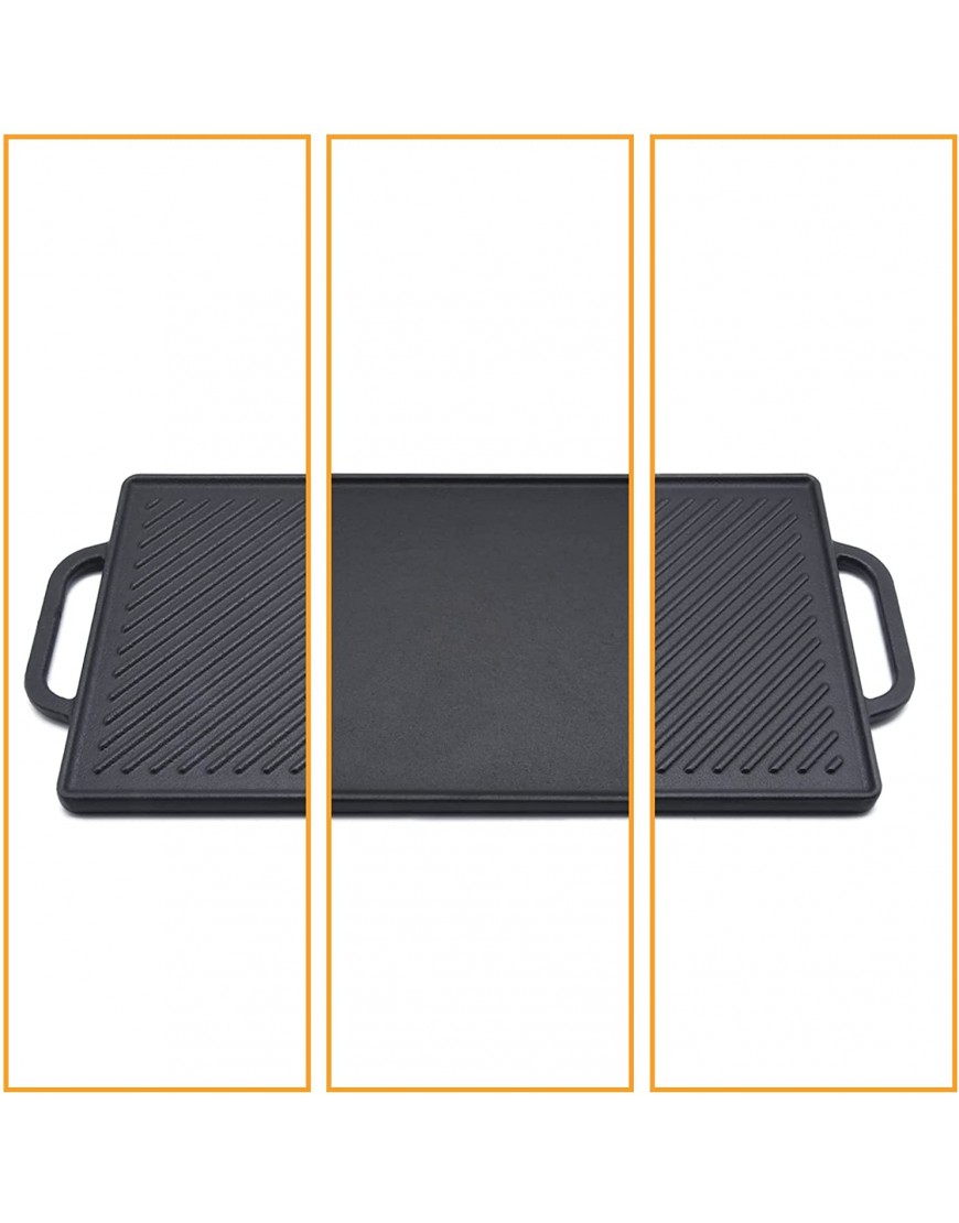JEASOM Cast Iron Reversible Grill Griddle for Stove Tops and Gas Grills Non-Stick Griddle Plate Top Outdoor Cooking Double Sided Grill Pan with Handles 18 Inch x9 Inch