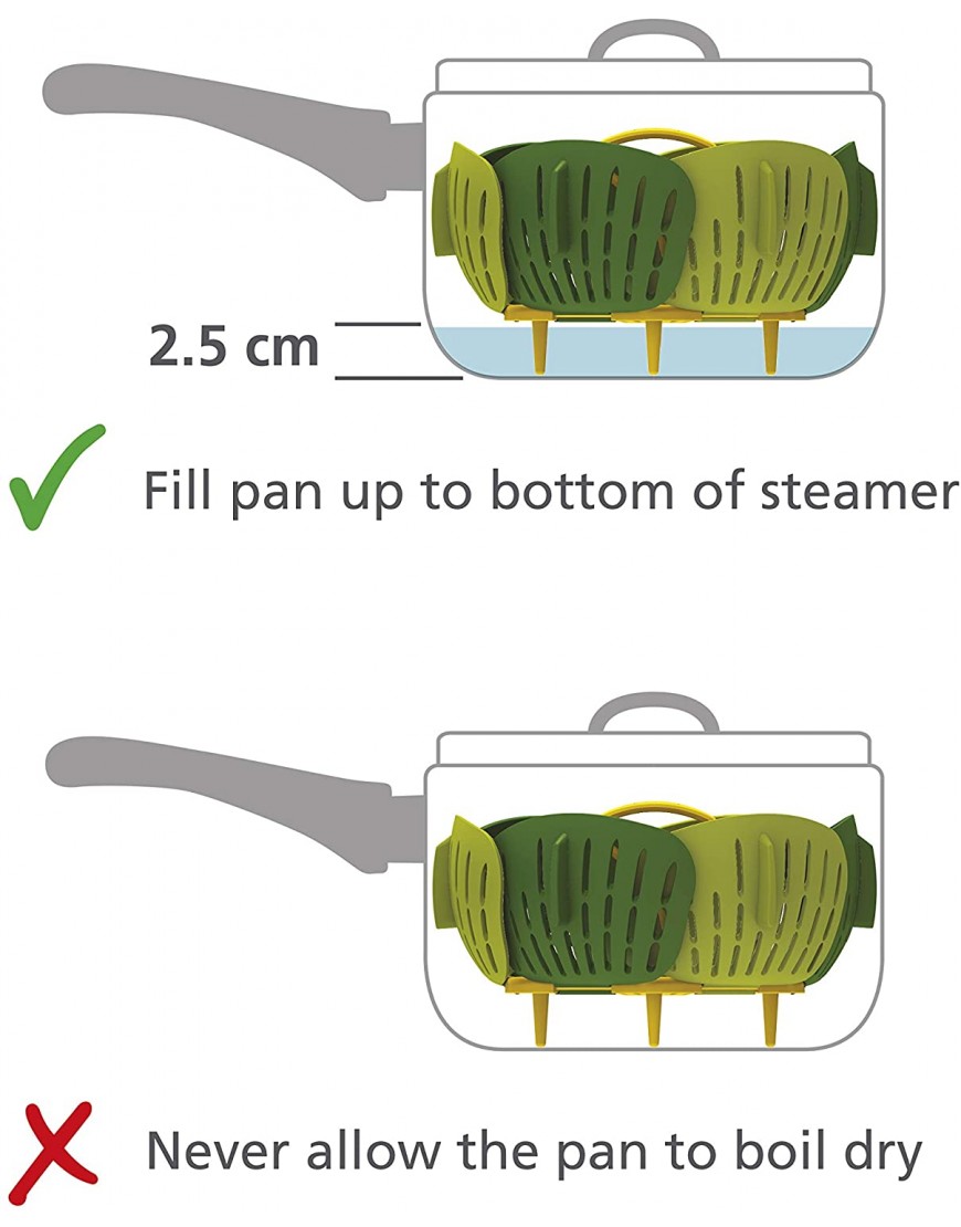 Joseph Joseph Bloom Steamer Basket Folding Non-Scratch BPA-Free Plastic and Silicone Green