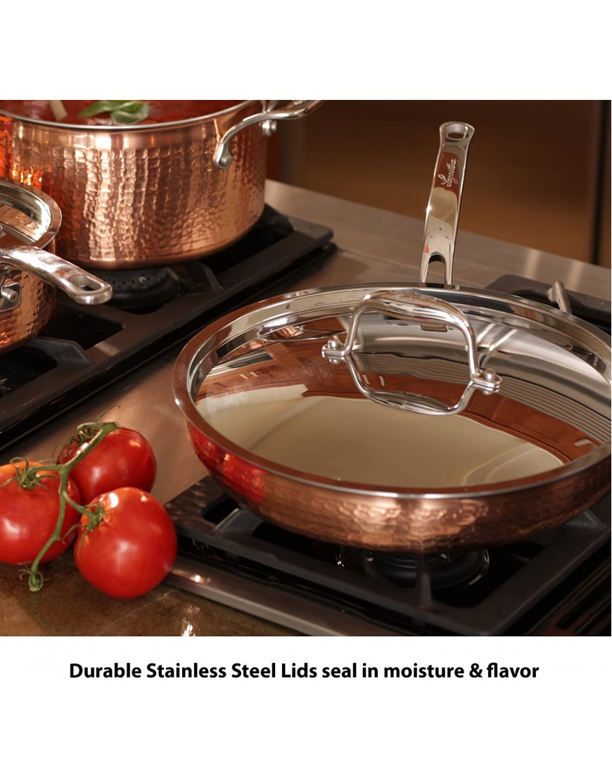 Lagostina Martellata Hammered Copper 18 10 Tri-Ply Stainless Steel Cookware Set 10-Piece Copper