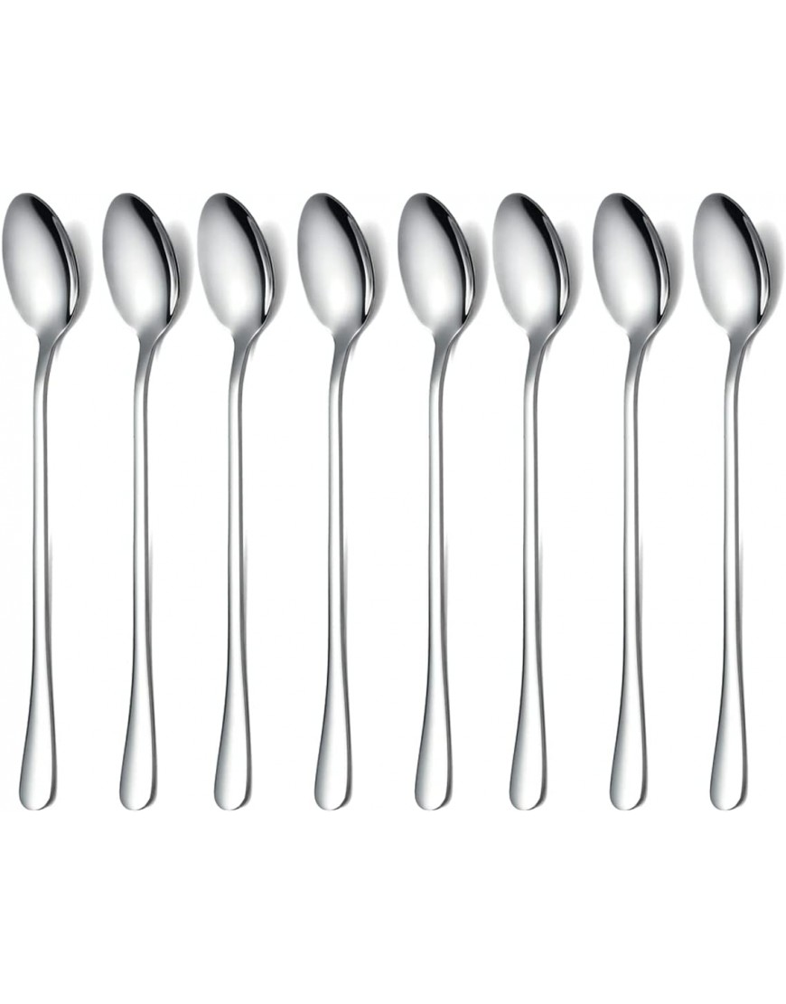 Long Handle Spoon Coffee Stirrers Premium Stainless Steel Coffee Spoons Ice Tea Spoons Ice Cream Spoon Cocktail Stirring Spoons Tea Spoons Set of 8 Silver