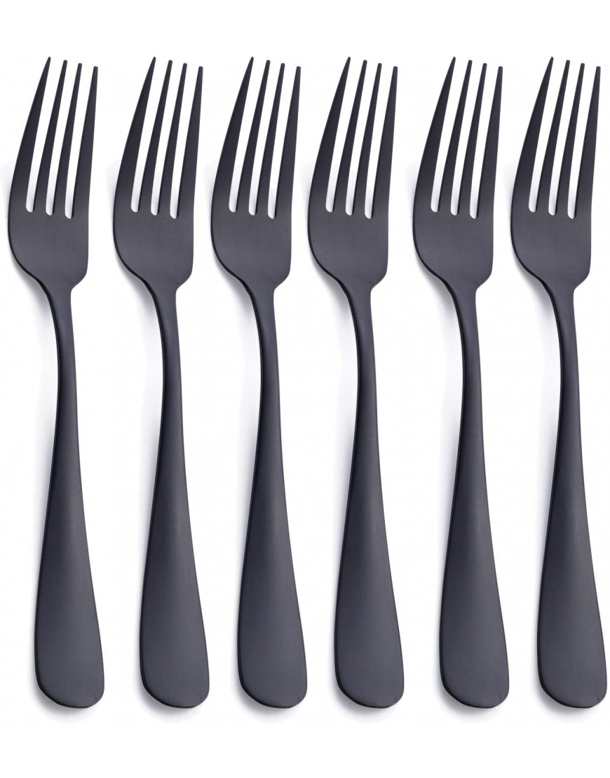 Matte Black Dinner Fork GoGeiLi Stainless Steel Satin Finish 8.0-inch Silverware Flatware Fork Set Service for 6 Dishwasher Safe