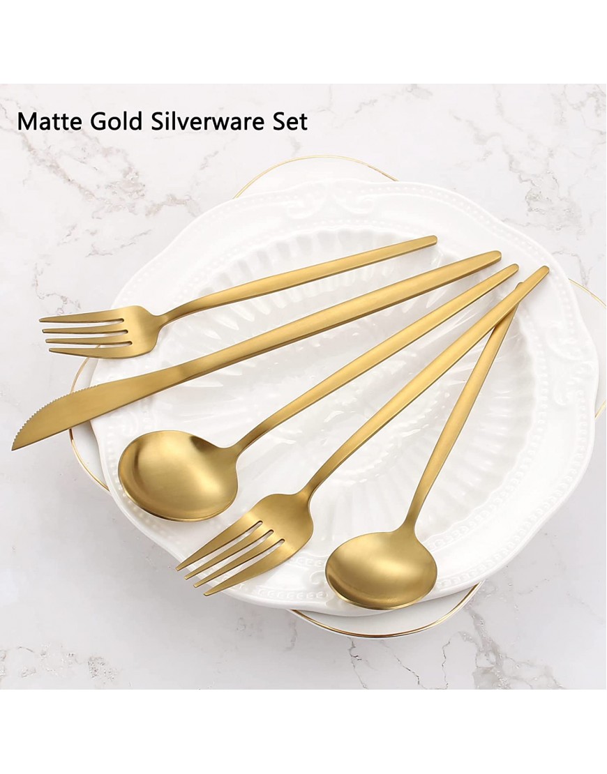 Matte Gold Silverware Set VANVRO 20-Piece Stainless Steel Flatware Set Satin Finish tableware Cutlery Set Service for 4 Home and Restaurant Dishwasher Safe