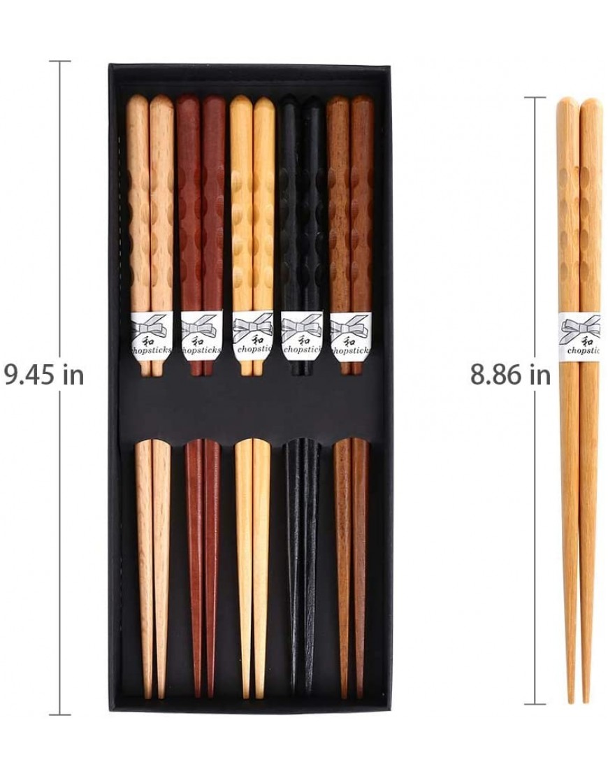 MFJUNS 5-Pairs Set of Chopsticks Wood Chopsticks and Minimalism Japanese Chopsticks Gift Set