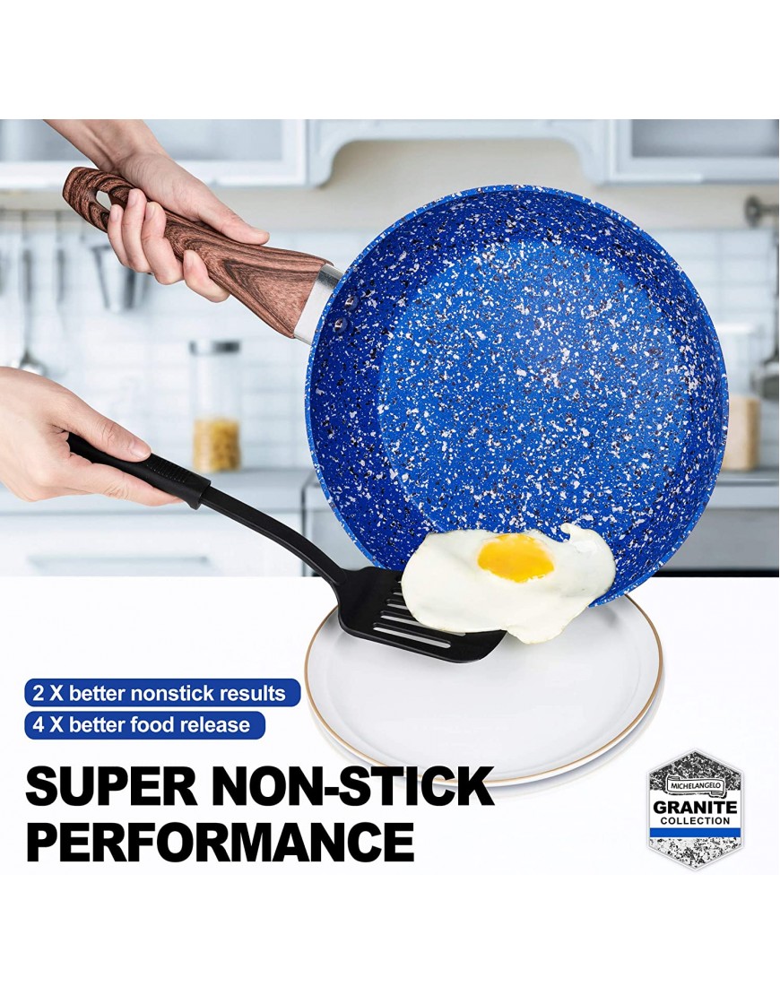 MICHELANGELO Frying Pan Set 9.5 & 11 Nonstick Frying Pans with Stone-Derived Coating Nonstick Pans Set Stone Skillets Nonstick Stone Pans Stone Frying Pans Induction Compatible 9.5 & 11
