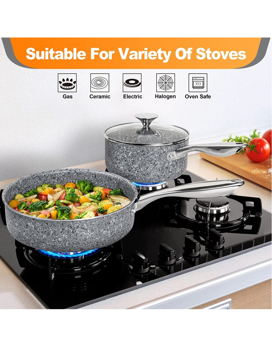 MICHELANGELO Pots and Pans Set 15 Piece Ultra Nonstick Kitchen Cookware Sets with Stone-Derived Coating Stone Pots and Pans Set Stone Cookware Set with Untinsle Set