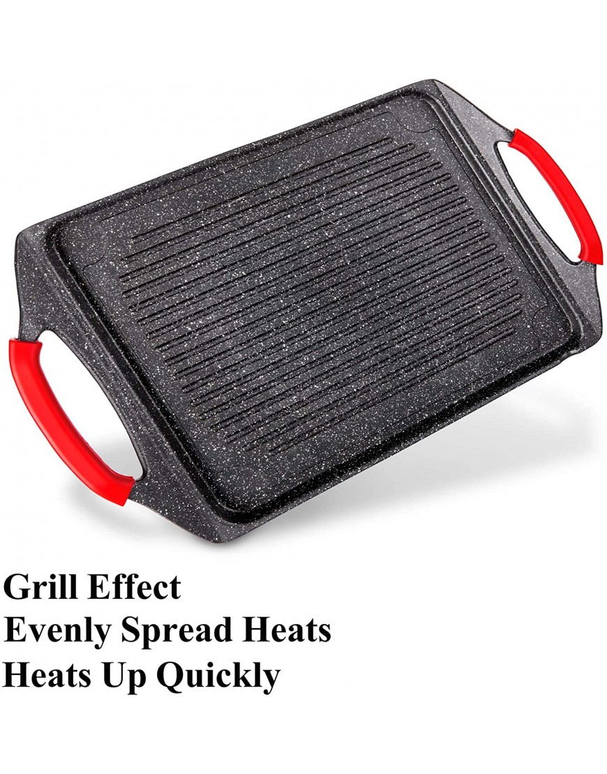Moss & Stone Griddle Aluminum BBQ Square Grill Pan,Aluminum Non-stick Stove Top Grilling Grill Perfect For Fish Vegetables & For Steak Pan Stove Top Grill Induction Griddle,Cloth And Gloves