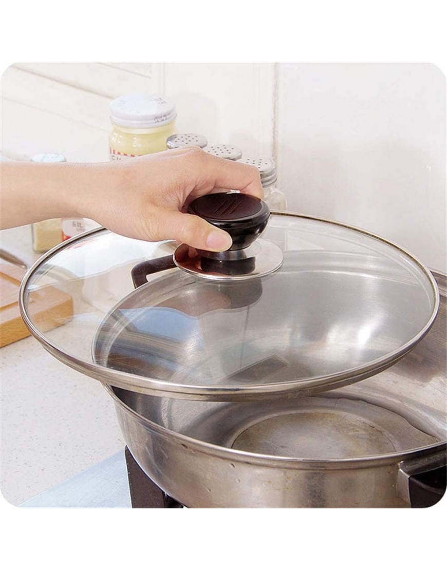 MOTZU 6 Pieces Cookware Universal Replacement Lid Knob – Heat Resistant Kitchen Pot Lid Handle Black w Silver Lining Anti-Heat Plastic Knobs Pan Lid Holding Handles