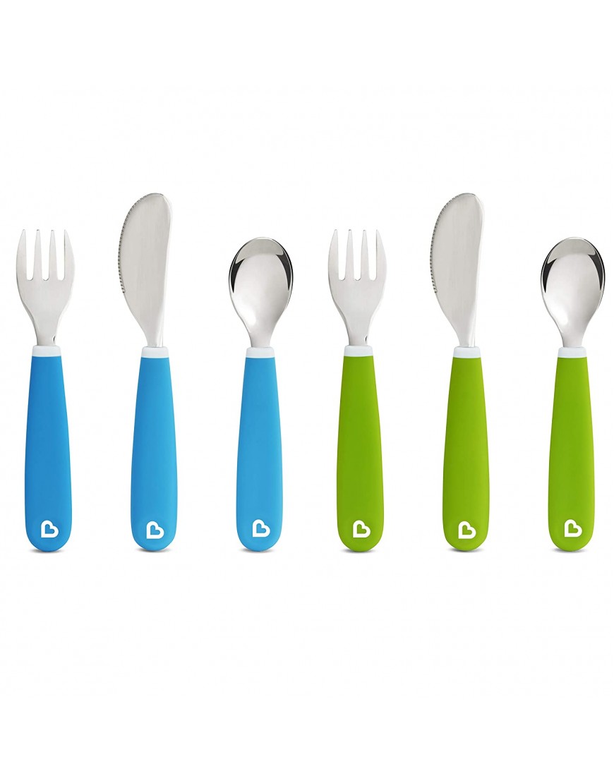 Munchkin Splash Toddler Fork Knife and Spoon Set 6 Pack Blue Green