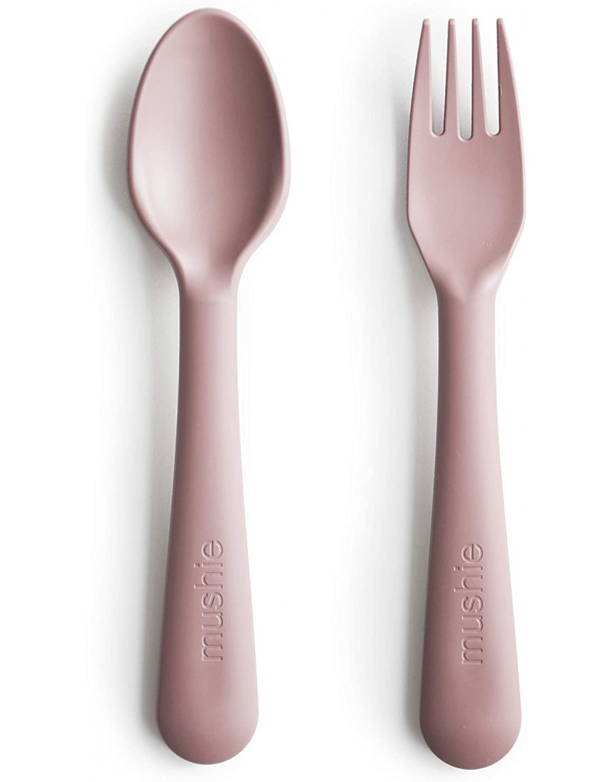 mushie Flatware Fork and Spoon Set For Kids | Made in Denmark Blush